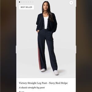 Victory Straight Leg Pants in Navy with Red Stripe